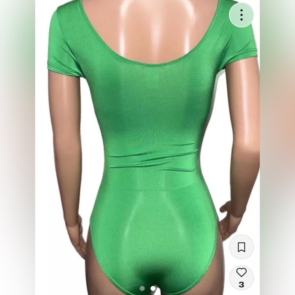 SEXY Green LEOTARD BODYSUIT CLEAVAGE TOP FLASH DANCE Leotard BODY SUIT TOP NEW - Picture 3 of 3